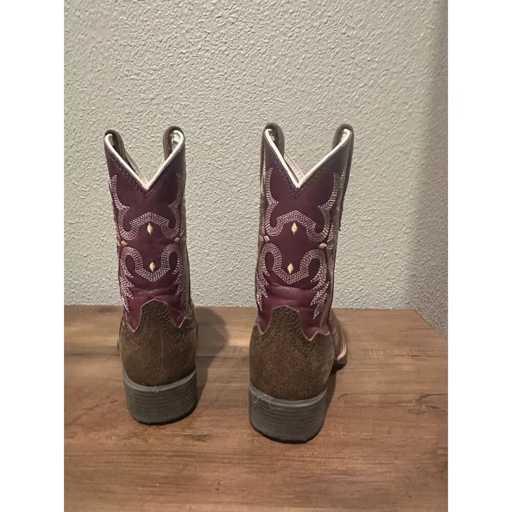 Ariat Kid's Tombstone Vintage Bomber Plum Girl Boots Size 9 1/2